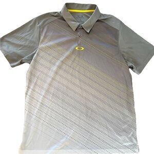 Oakley Polo Shirt Men L Gray Multicolor Striped Regular Fit Hydroflix Polyester